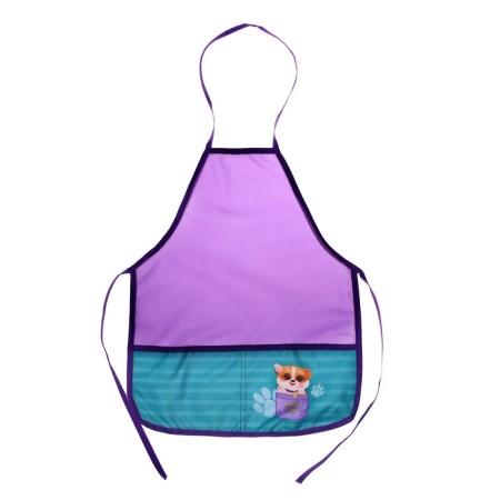 Apron for labor + sleevens, 485 x 395/250 x 160 mm, height 116-146 cm, calligrata "cute dog", lilac-6