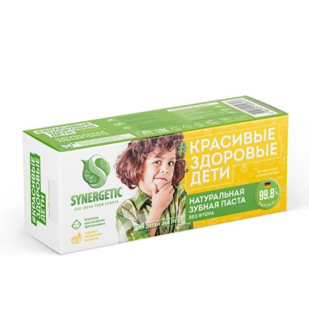 Children's toothpaste Synergetic "Strawberry and Banana", from 3 to 6 years old, yellow, 50 g-2