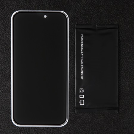Protective glass for the iPhone 15 Pro Max, Antishpion, 9h, 0.33 mm, black frame-1