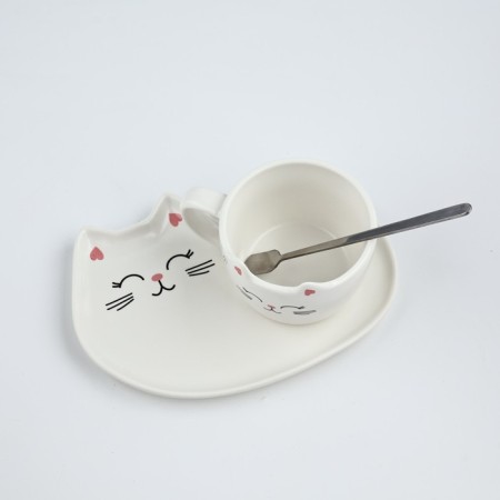 Gift set "Koshechka": a mug of 200 ml, a saucer, a spoon-1