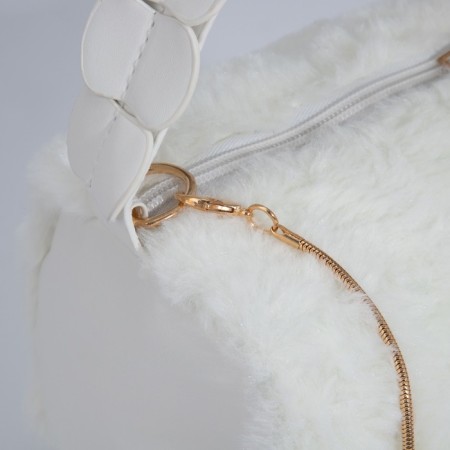 Сумка-багет на молнии, цвет белый-3