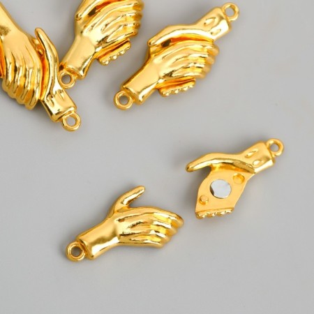 Magnetic metal fastener "Hands" gold 3x1.3 cm-3