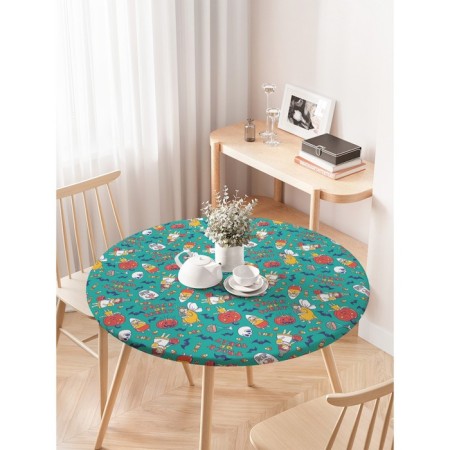The tablecloth “Halloween party”, round, oxford, elastic band, size 120x120 cm, diameter 75-100 cm-2