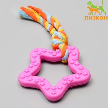 Chewing toy with a rope "Star with a tail", pink