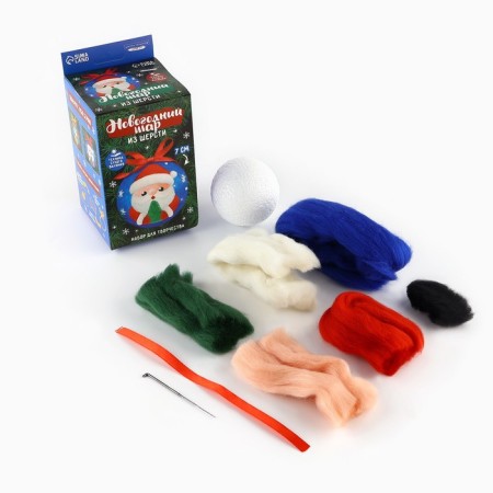 New Year's set for creativity. A toy made of wool "New Year! Santa Claus ", D = 7 cm-2
