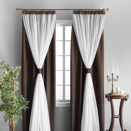 Set of curtains "Milli", size 2x140x270 cm, brown color-1