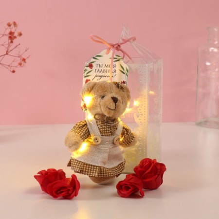 Set gift "Bear in the dress" soap red roses 5 pcs, dew 7x7x12 cm-1