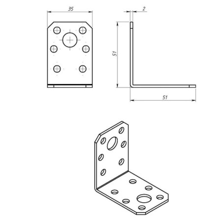 Corner Fit Tundra Krep, 50x50x35x2 mm, Gots, 1 pc.-1