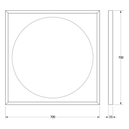 Mirror in a baguette frame with LED lighting 15 W, 70x70 cm, without a switch, neutral white light, h.-1