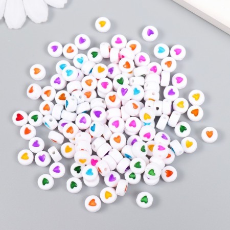 A set of beads for creativity plastic "heart in the circle" multi -colored 20 g 0, x0.7 cm