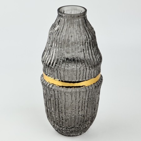 Black glass flower vase 31.5 × 15 × 15 cm-1