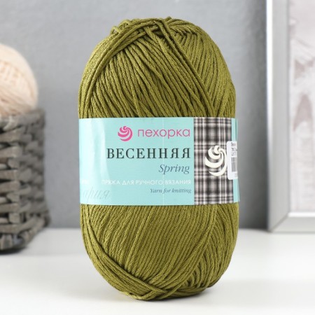 Yarn "Spring" 100% Mercerized cotton 250m/100g (760-olive)