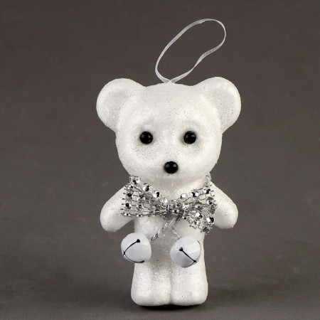 A toy of foam "White Bear" with a bell, 10 cm