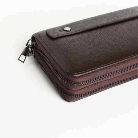 Male purse-clate on a zipper, brown color-2