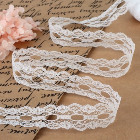 Capricon lace, 30 mm × 10 ± 1 m, white color