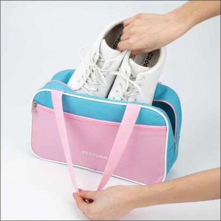 Bag for lightning shoes, textura, outer pocket, pink/blue color-3