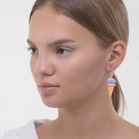 Earrings Assorted "Sweets" Ice Cream in the Horn, The color of the pink blue-2