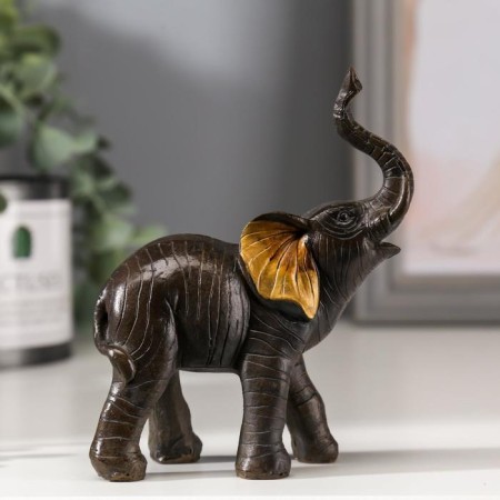 Souvenir Polystone "Elephant African Brown" gold ears 12x4.3x9.5 cm