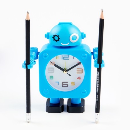 Clock - alarm clock "Robot" with an organizer, discrete move, D -6.5 cm, 12 x 15 cm, aa-5