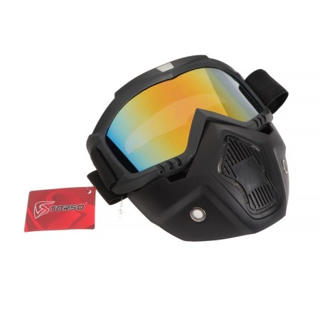 Mask glasses for motor vehicles, collapsible, golden chrome glass, black-7