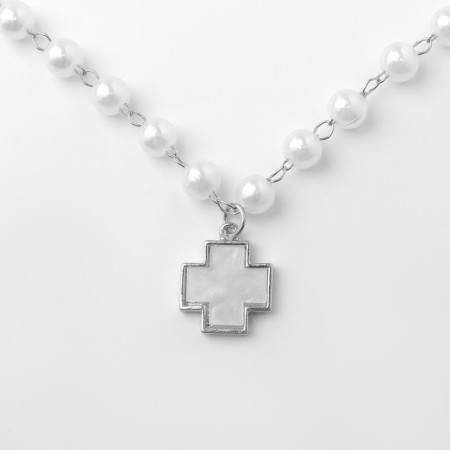 The necklace "Pearls" is an elegant cross, color silver, 40cm-1
