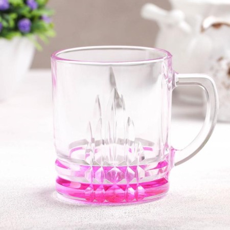 Glass jam glass, 280 ml, pink color