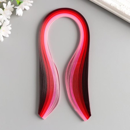 Strips for quilling 100 strips density 120 g "Shades of red" w. 0.5 cm length 39 cm