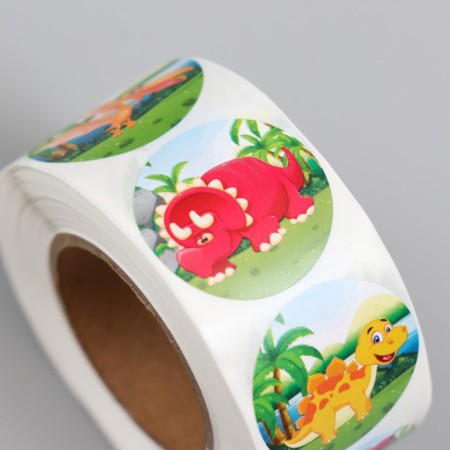 Stick Paper "Dinosaurs in the jungle" d = 2.5 cm 500 pcs in a roll 3x6.5x6.5 cm-2