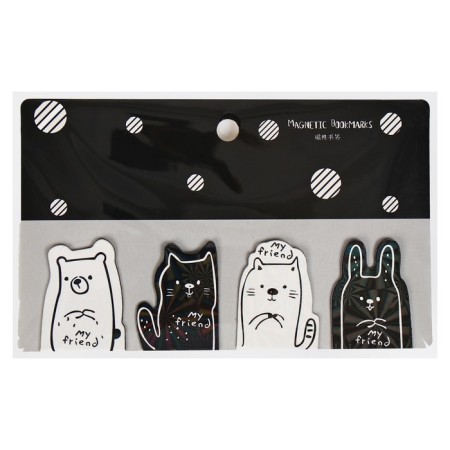 A set of magnetic bookmark for books Calligrata 4 pieces, "Cats", mix-7