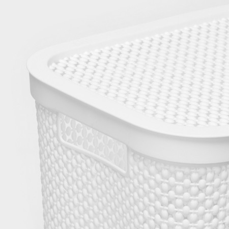 Besnaya basket with a pirula lid, 55 l, 42 × 34 × 54 cm, white color-2