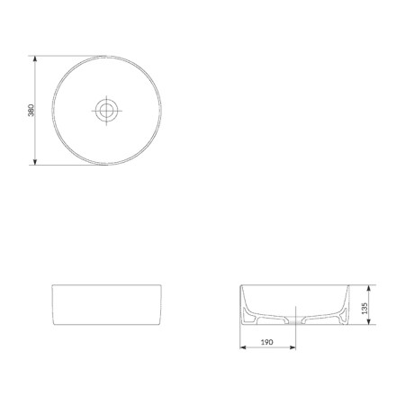 The built -in sink Cersanit Crea 38, Ring, on the countertop, white-5