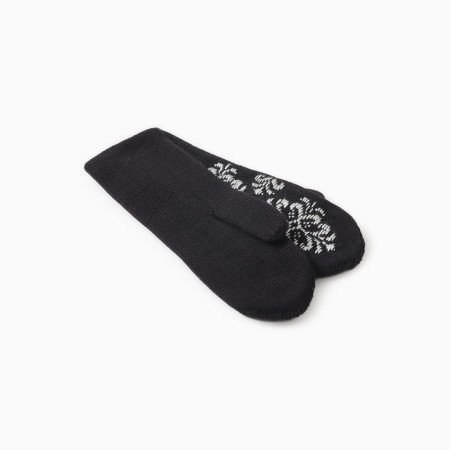 Mittens double manual embroidery, color black, river 18-1