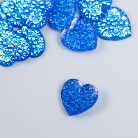 Decor for creativity Plastic "Heart" holography blue set 20 pcs 1.6x1.6 cm-1