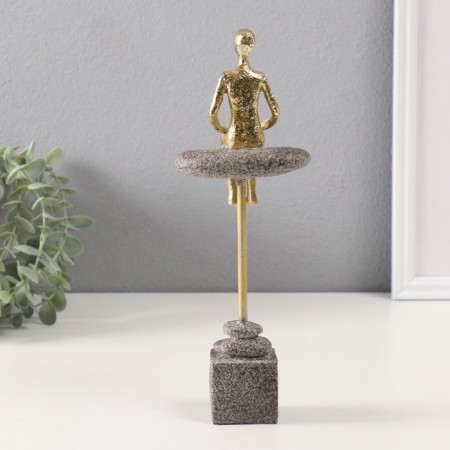 Souvenir Polystone "Man sits on the edge of the stone" Gold 4.2x10x27.5 cm-2