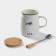 Ceramic mug with a wooden lid and spoon "Sea", 400 ml, Mix drawing