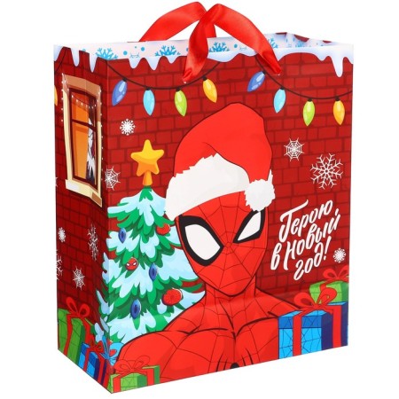 New Year. Gift package, 23x18x11.5 cm, packaging, spider-man-1