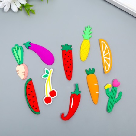 Decor for creativity rubber "Vegetable" set 12 pcs mix 2x6.3 cm