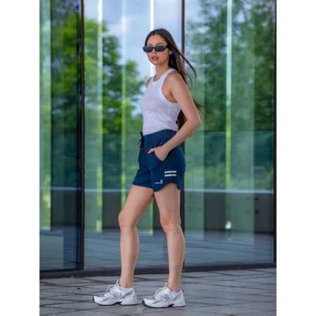 Women's shorts ise, size 46 cm, dark blue color, white-12