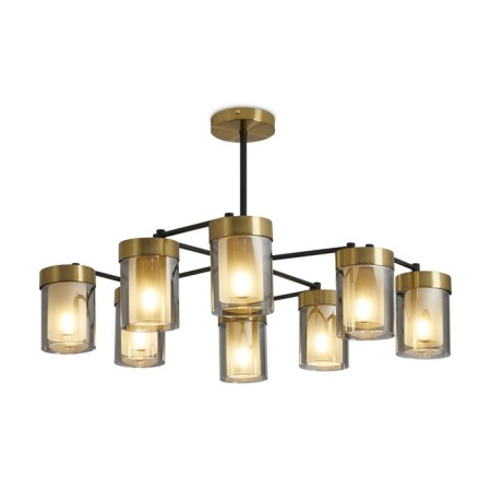 Suspended lamp Freya Fr5432PL-08BBS Lora, 440x440 mm, E14, 8x40W, black color and brass-6