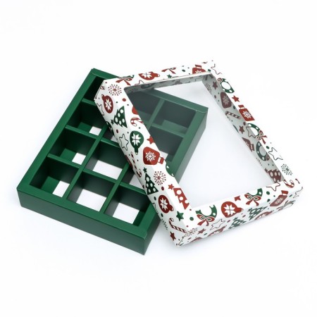 New Year. Box for 12 sweets "New Year's Pattern", 19 x 15 x 3.6 cm, confectionery packaging-8