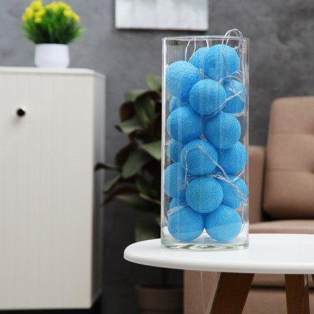 Garland "thread" 5 m with nozzles "Blue Blueberry", IP20, transparent thread, 20 LED, white glow, 220 V-8