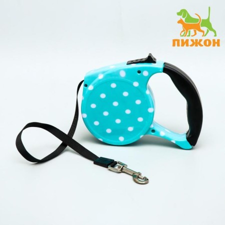 Roulette with leash, rubber pen, 5 m, animal weight up to 15 kg, blue pea