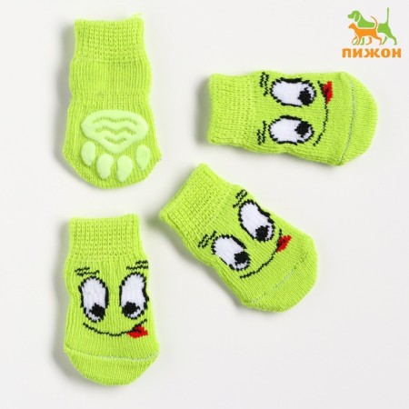 Nosks non -slip "smile", size S (2.5/3.5 * 6 cm), set 4 pcs, green