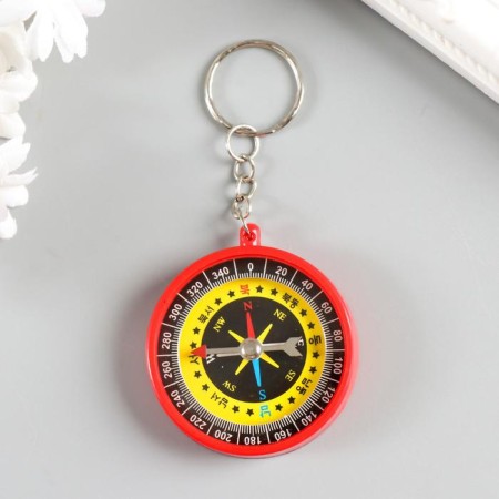 A keychain with a compass Round mix 4.5x4.5x1 cm-2