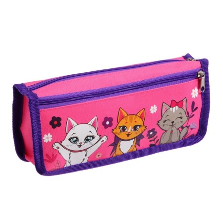 Penal soft, 2 compartments, 80 x 210 x 40 mm, voluminous "cute kittens"-1