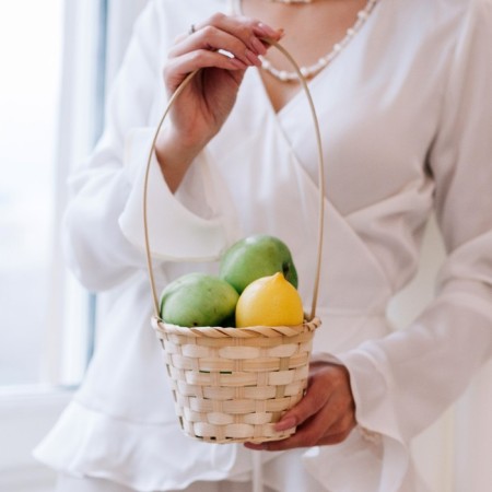 Wicker basket, bamboo, natural color, (cylinder), medium-1