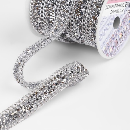 Rhinestones and chain heat -miles, width - 15 mm, 4.5 ± 0.5 m, silver color-1