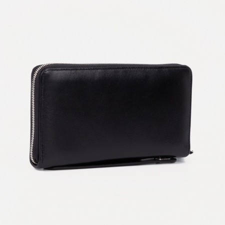 Male purse on lightning for bills, for cards, for coins, black color-1