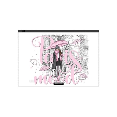 A4 Zip-Molniya folder, 160 μm, Erichkrause, Dreamy Girls, glossy, translucent, with print, mix-3