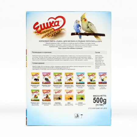 Feed "Eshka" for small and medium parrots, assorted, 500 g-1